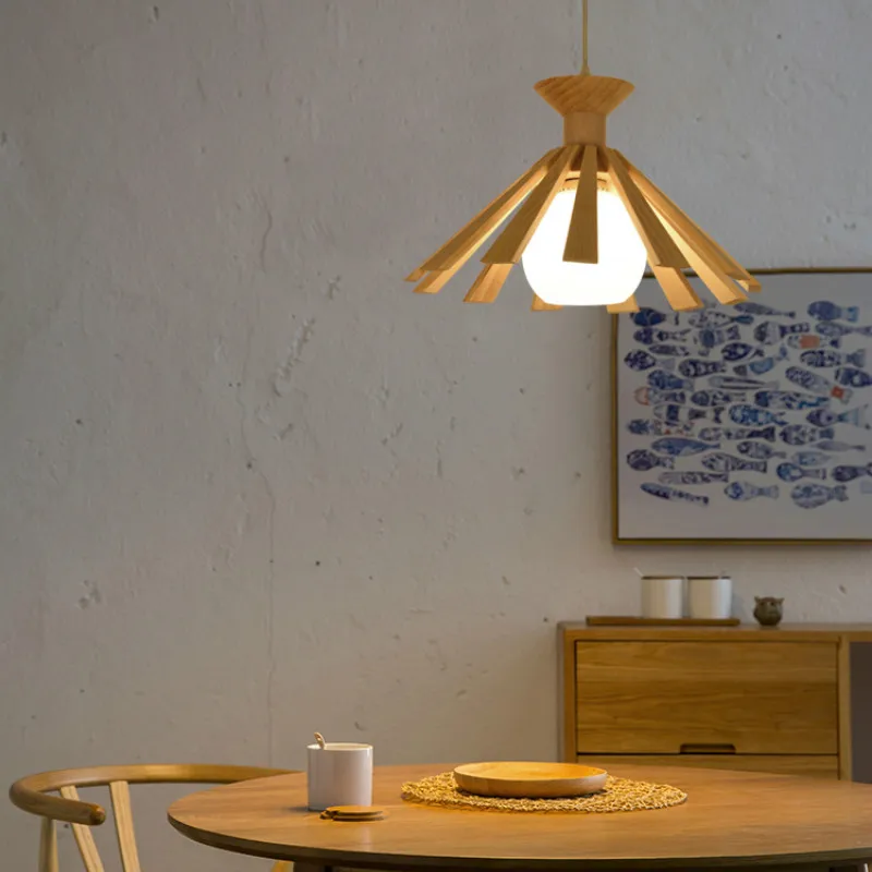 

Japanese tatami pendant lamp wood individual creativity garden bedroom dining room table log lamp Modern simplicity pendant lamp