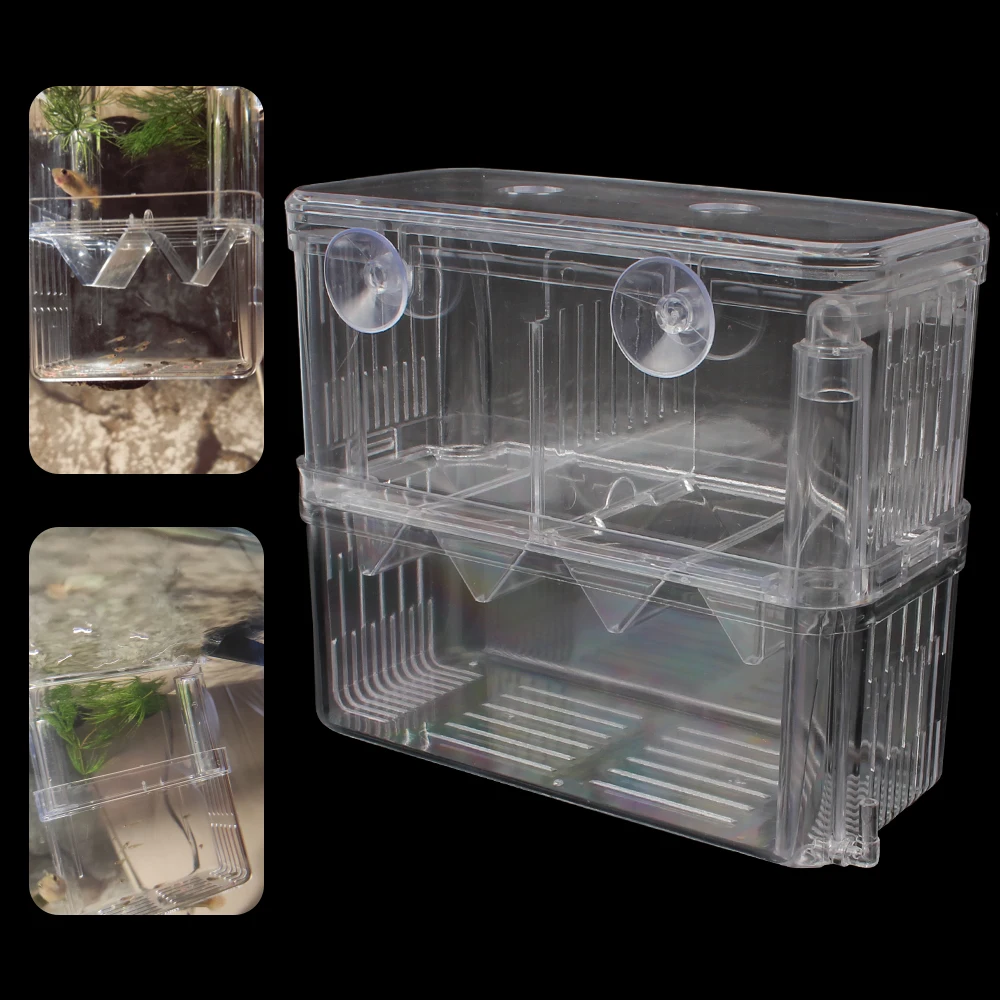 

Double-Deck Transparent Aquarium Hatchery Breeder Isolation Box Incubator Holder Acrylic Fish Tank Breeding Aquarium Hatching