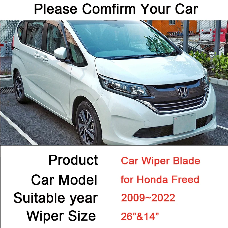 for Honda Freed GP3 GP4~GP8 2010 2009~2022 Frameless Durable Rubber Wiper Snow Scraping Front Windshield Brushes Car Accessories