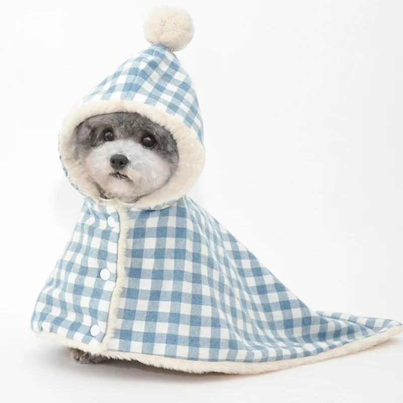 New Winter Plaid Pet Blanket Dog Sleeping Bag Cat Cloak Pet Coat Warm Coat Hooded Cloak Dog Coat Can Be Fixed To Prevent Falling