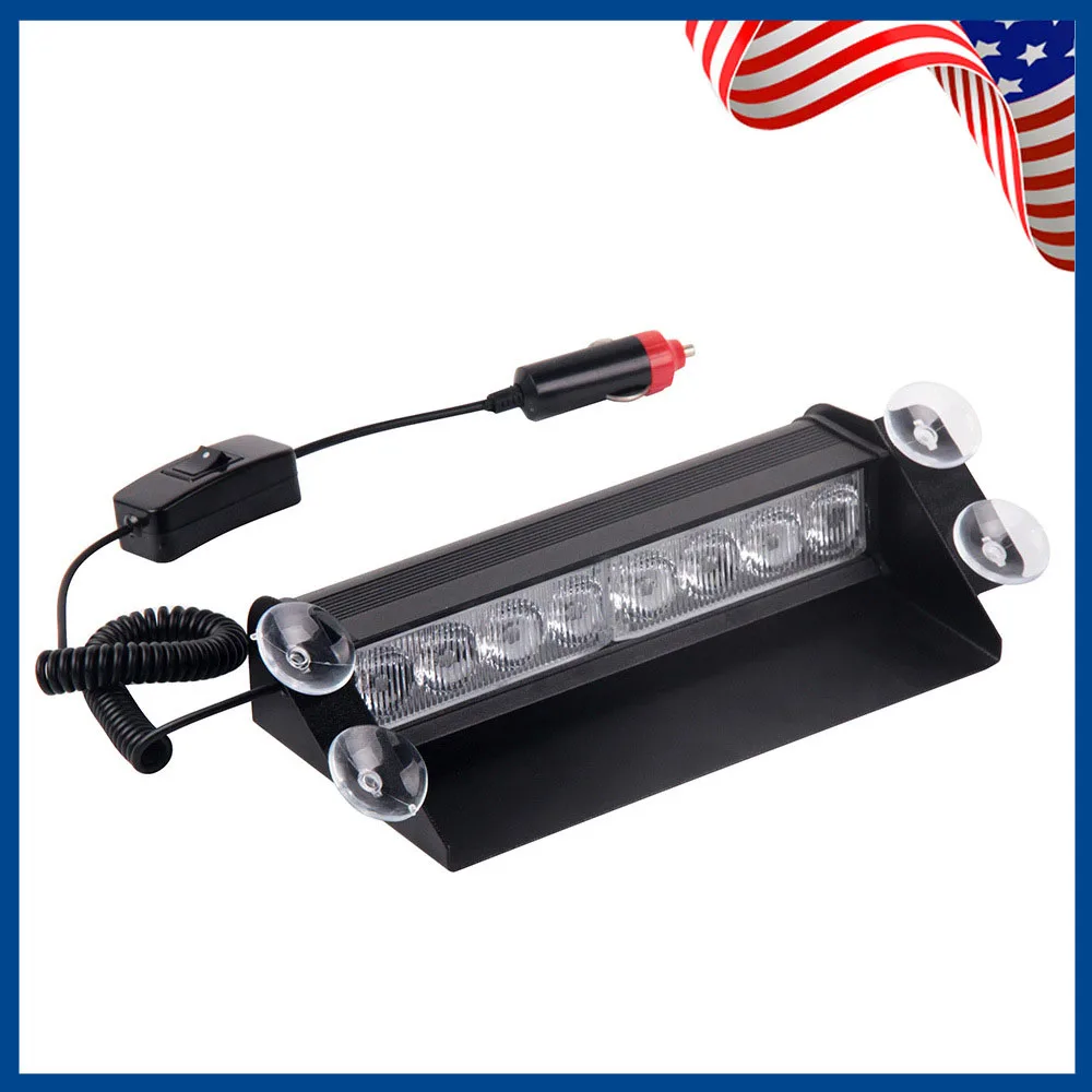 12V 8 LED Red And Blue Car Strobe Warning Light Firemen Police led Flashing Shovel Emergency Signal lights Safety Fog lighting