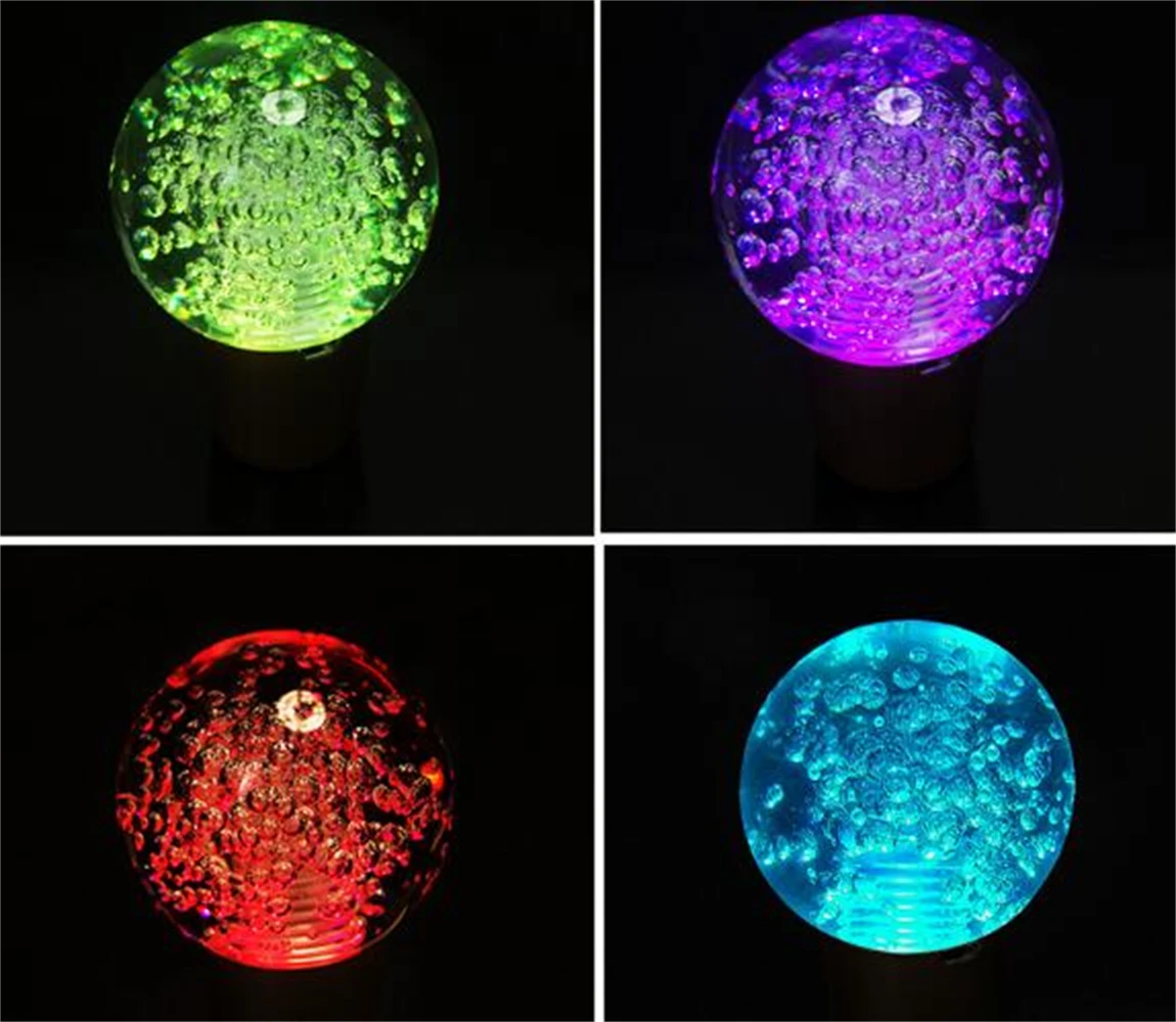 

7, красочная автомобильная круглая модифицированная головка переключения передач, ручная универсальная хрустальная пузырьковая головка переключения передач, светодиодная подсветка, прочная ручка переключения передач