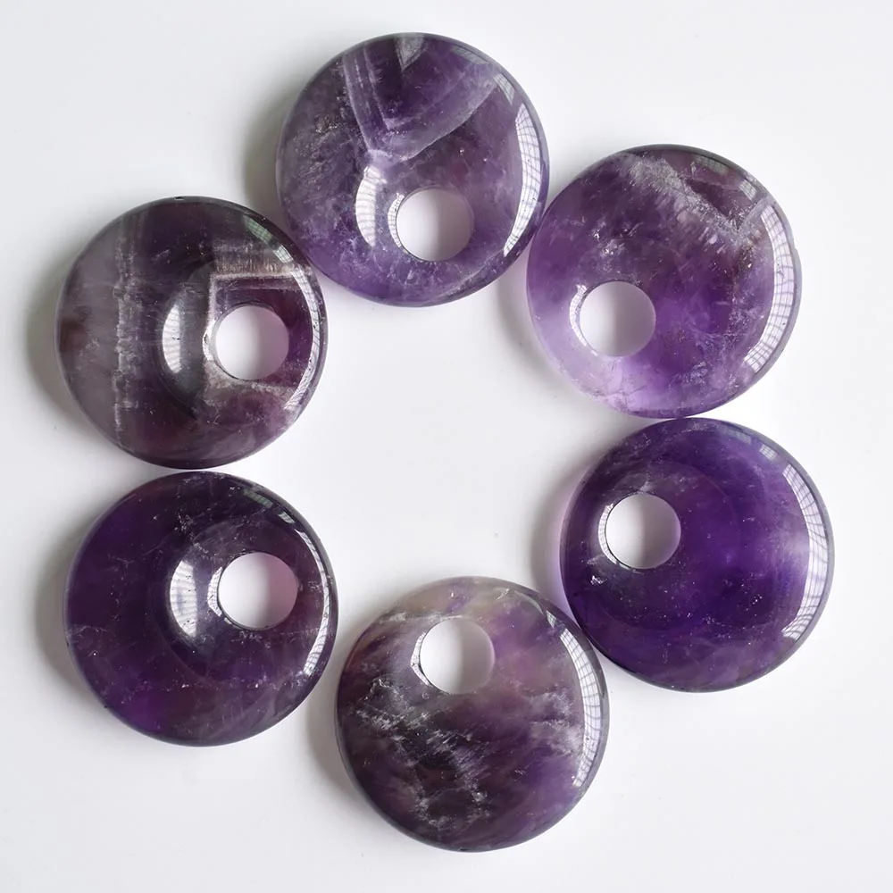 

High quality Natural amethysts gogo donut charm pendant beads for jewelry accessories making Wholesale 6pcs/lot free shipping