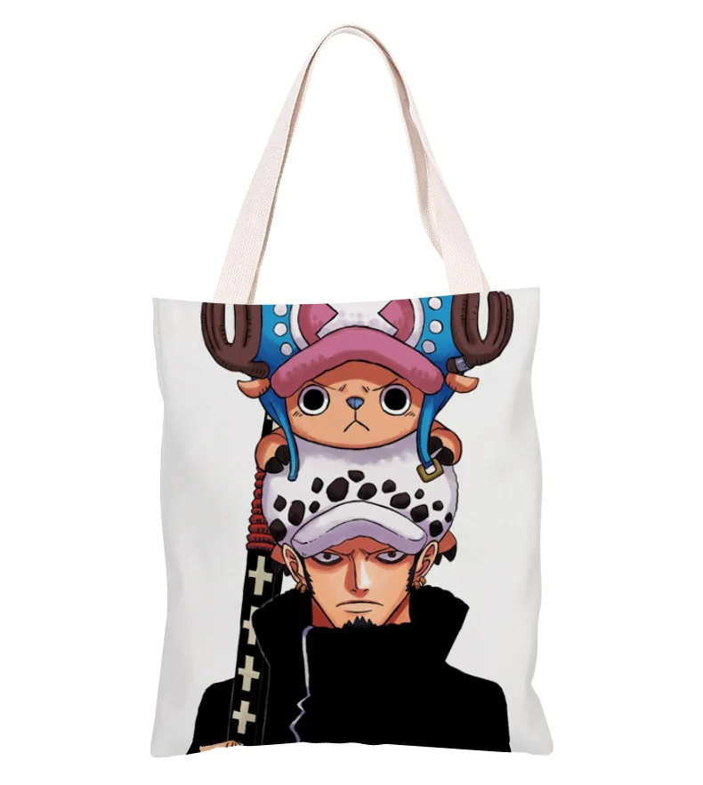 Anime One Piece Roronoa Zoro Monkey D Luffy Tony Tony Chopper pattern handbag Shopping bag Model canvas Bag toys Gift