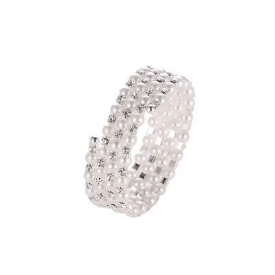 New fashion Sweet rhinestone four-layer pearl winding spiral bracelet For Women girl Accessories jewelry wholesale
