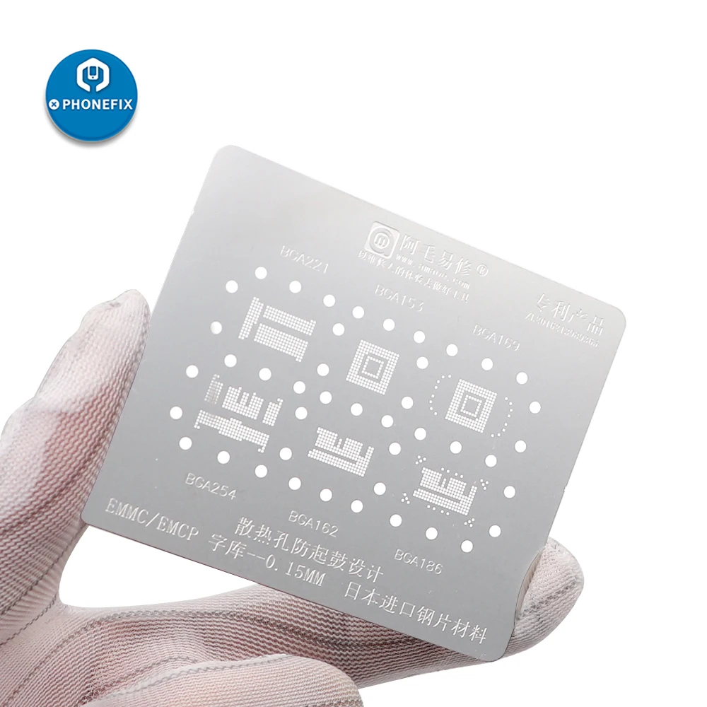 Thợ Cơ Khí ITin27 BGA Reballing Stencil 0.15Mm Tín Trồng Cho EMMC BGA221 153 169 254 162 186 149 95 134 nhiệt Trực Tiếp Bản Mẫu
