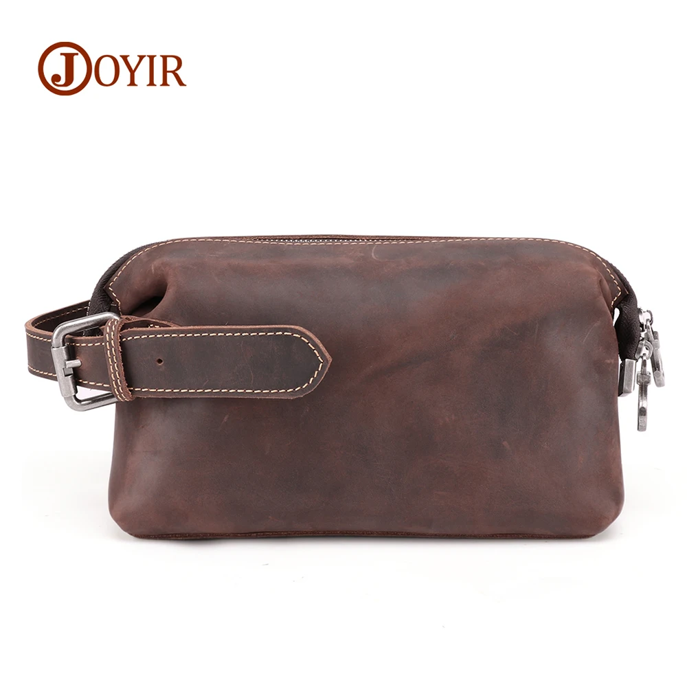 JOYIR Genuine Leather Men Clutch Wallet Male Card Holder Crazy Horse Leather Cigarette Long Purse Pouch Big Capacity Handy Bags