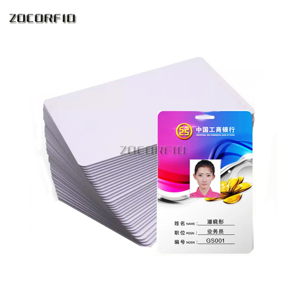 100PCS/lot Blank Printable PVC Plastic Photo id White PVC Card for ID card printer