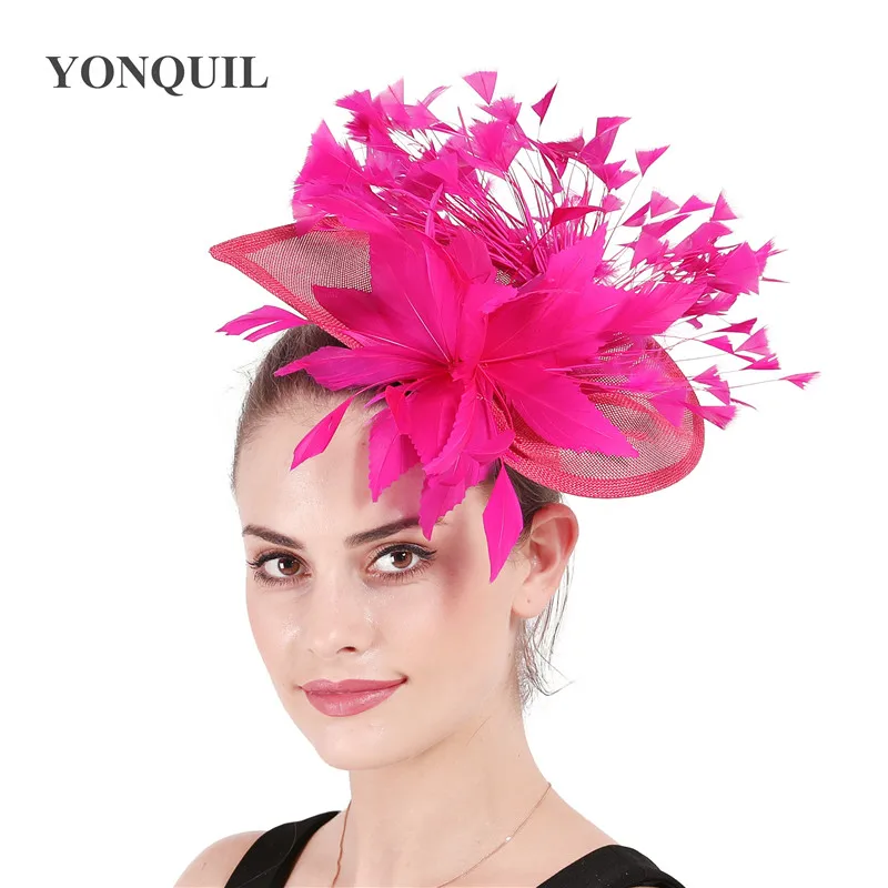 Charmante orange Feder Hochzeit Haars pangen Fascinators Hut Blume Braut Kopf bedeckung Schleier Frauen Party verheiratet Haar Zubehör syf678 – Detail 6