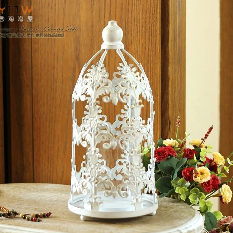 Vintage Moroccan Candle Holder Hollow Out White Iron Simple Romantic Candle Holder Luxury Home Dinner Table Candlestick