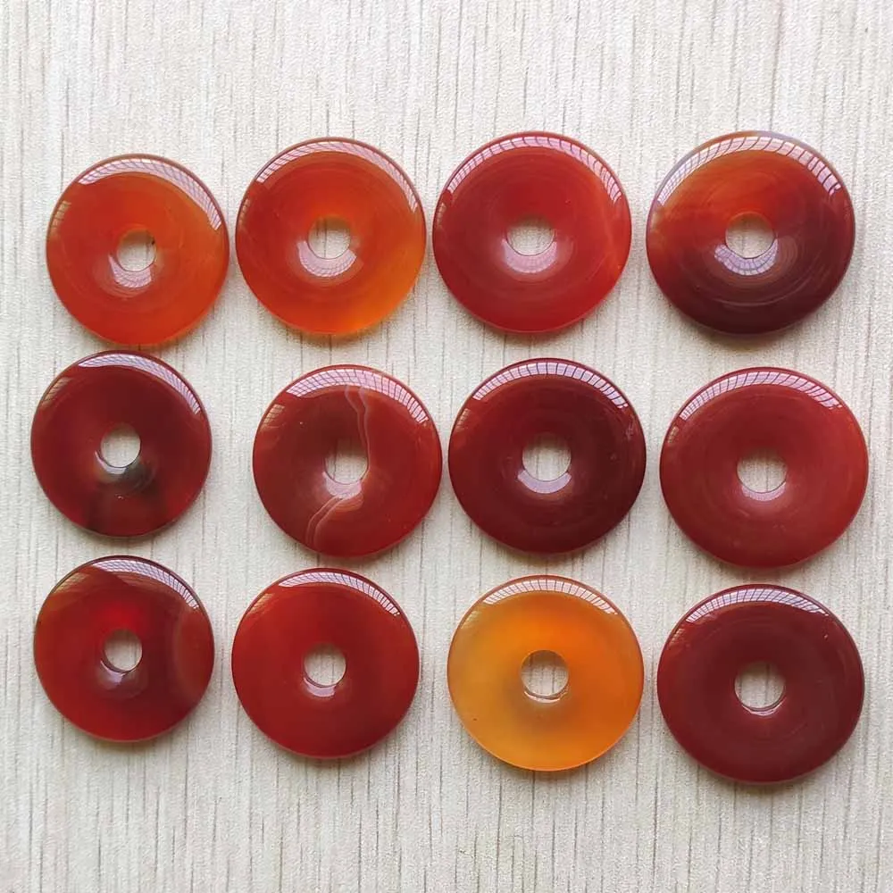 

Natural Red onyx Fashion good quality beautiful circle donut charms Beads 30mm for jewelry making 12pcs/lot wholesale free