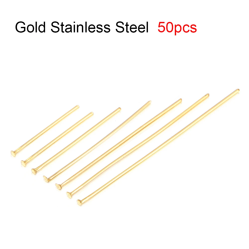 50-100 stücke Edelstahl Köpfe Auge Flache Kopf Pin Gold Silber Überzogene Ball Head Pins Erkenntnisse Für Schmuck machen Zubehör – Detail 10