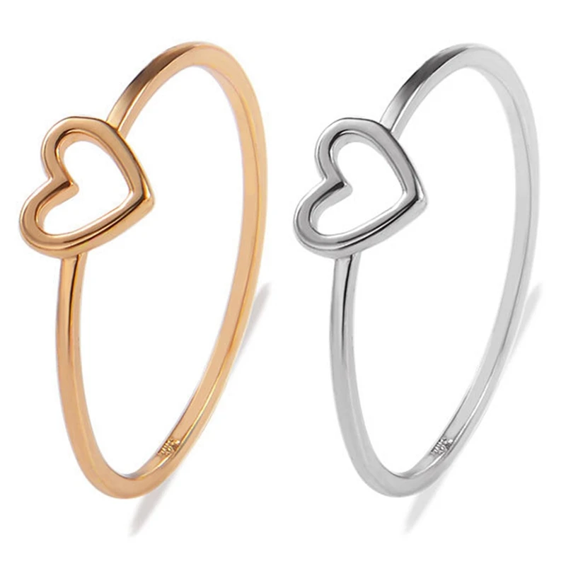 1Pc Vrouwen Ring Hollow Heart Ring Voor Paar Vriend Wedding Band Sieraden Eenvoudige Legering Liefde Hart Vinger Ring Meisje mode-sieraden