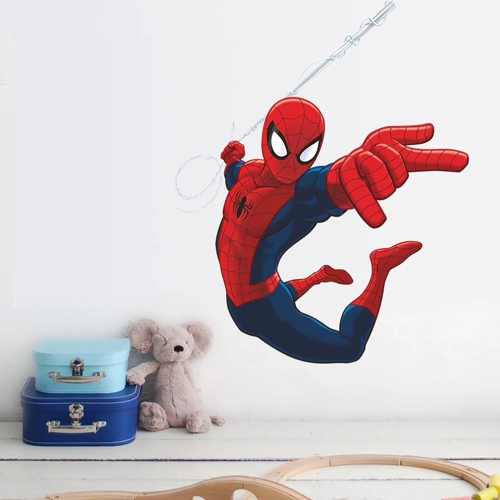 Kreatywne naklejki ścienne Super Hero Spiderman do pokoju dziecięcego Sypialnia Dekoracja domu Diy Avenger Movie Mural Art 3d Boys Naklejka ścienna