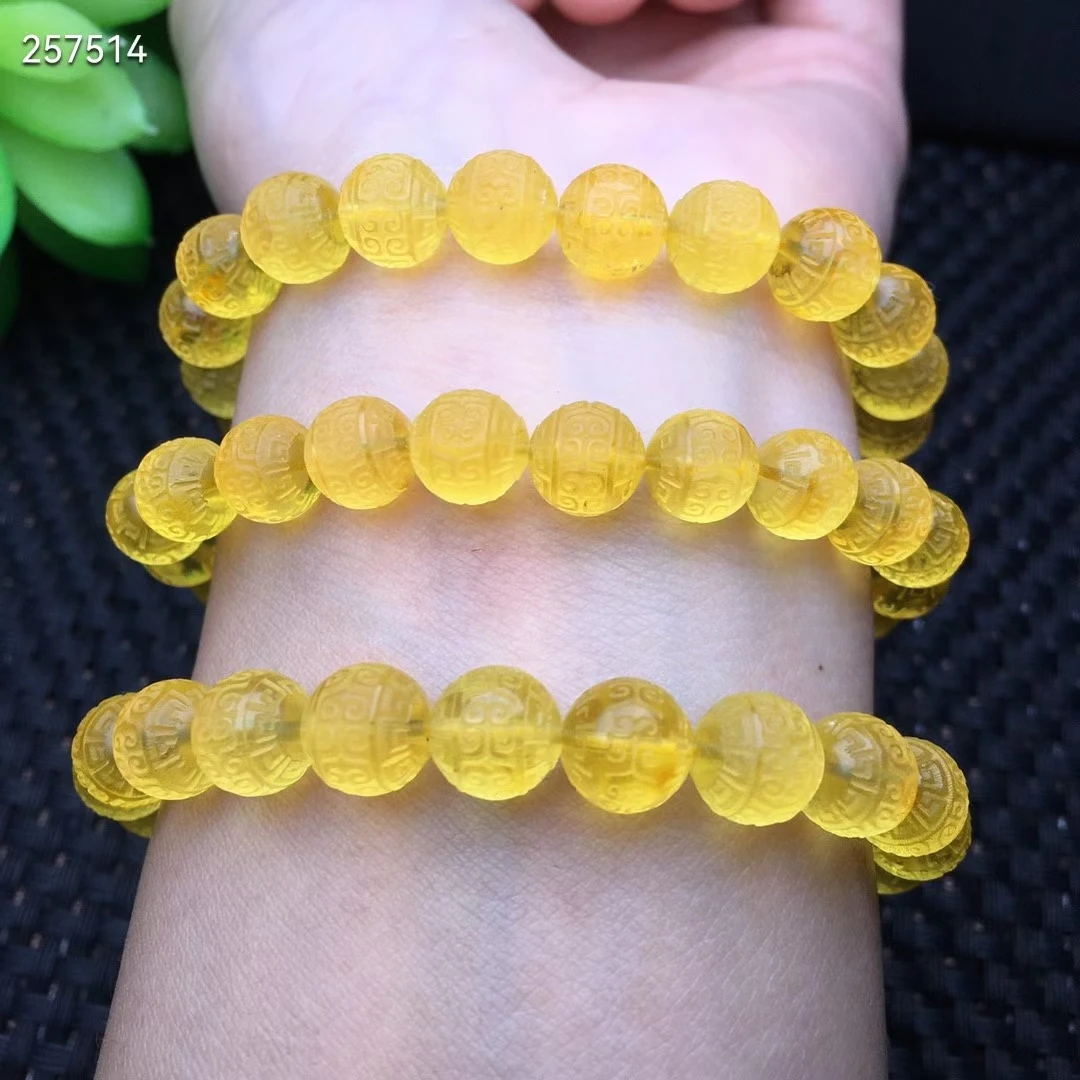 

Натуральное золото, янтарь, прозрачные резные круглые бусины, браслет 8 мм, женский желтый янтарь, редкий целебный камень, янтарь, редкий AAAAA