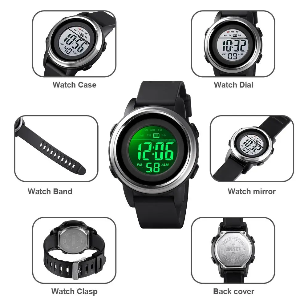 SKMEI Band Men‘s Watches Luxury Military Outdoor Sports Watches Waterproof Electronic LED Digital Wristwatch Relogio Masculino