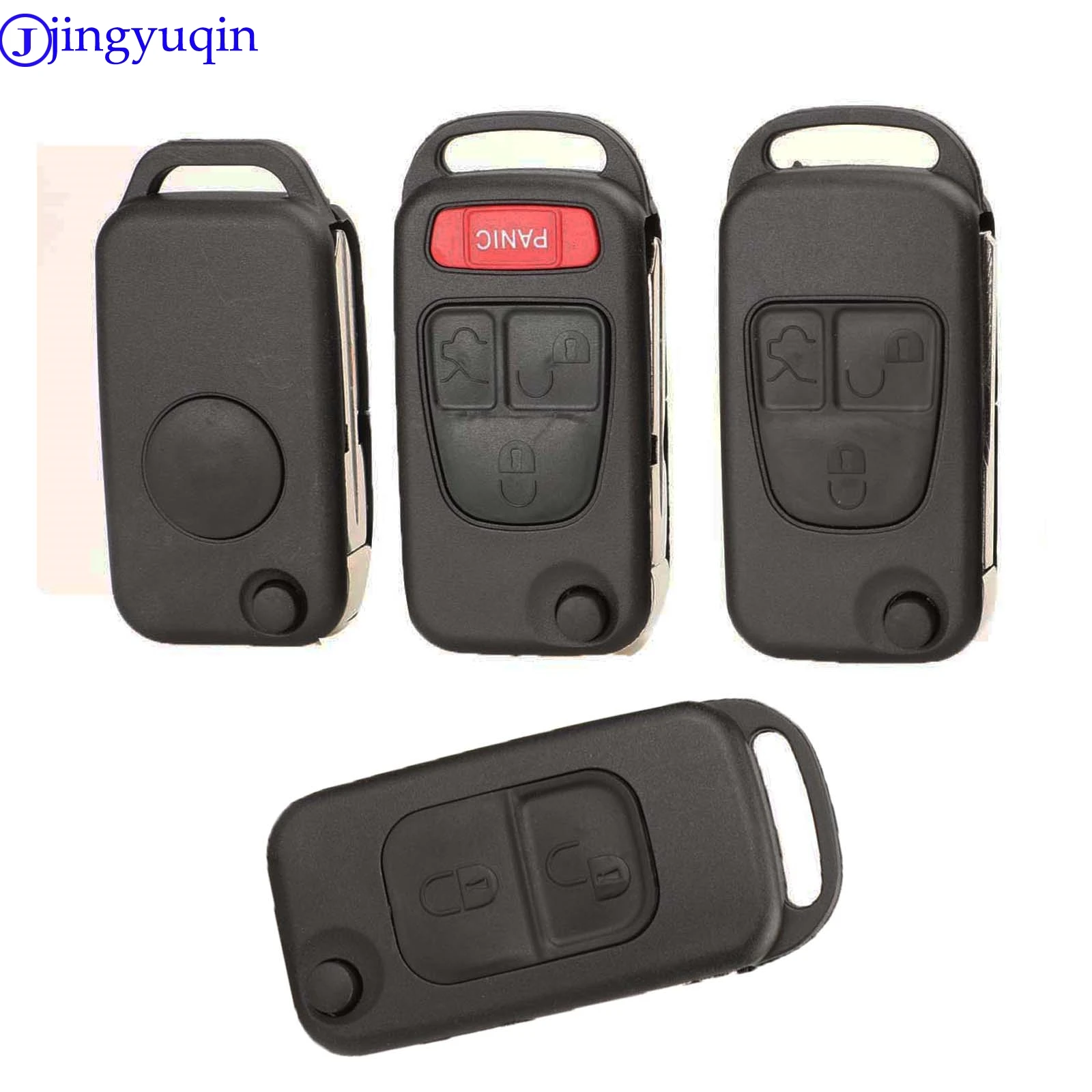 Jingyuqin-Remoto Dobrável Tampa Da Chave Do Carro, 1, 2, 3, 4 Botões, Para Mercedes Benz B200, A160, W124, W202, W210, HU39, HU64