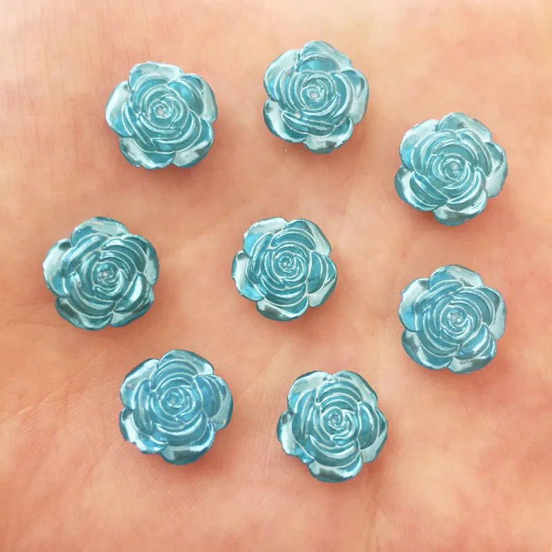 80PCS 12mm Resin Pearl Flower Flatback Stone Buttons Applique Embellishment DIY Beads Crafts Scrapbook K47