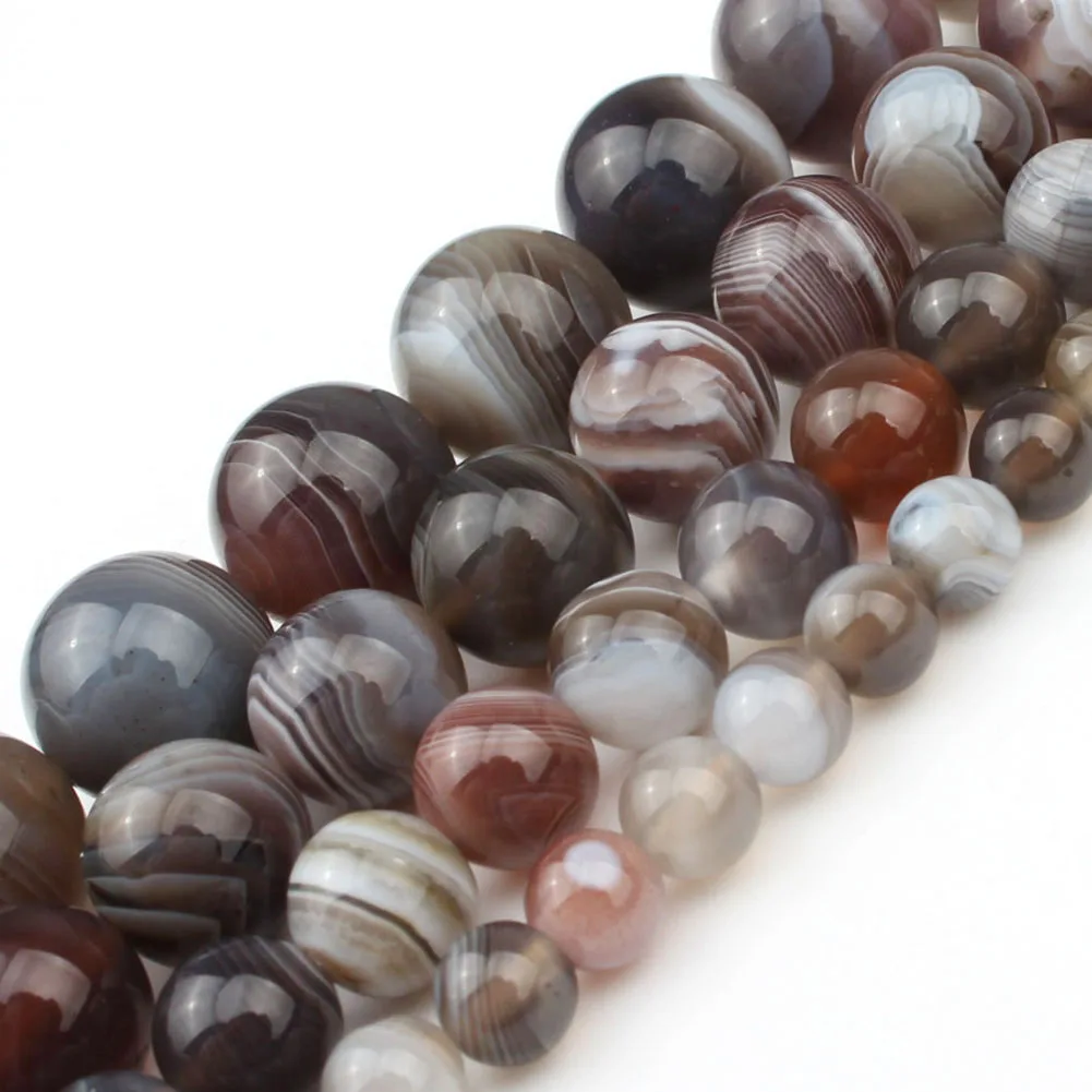 6/8/10/12mm Natural Stone Botswana Sardonyx Agates DIY Beads for Jewellery Making 7.5 Inch Bracelets for Women Making a necklace