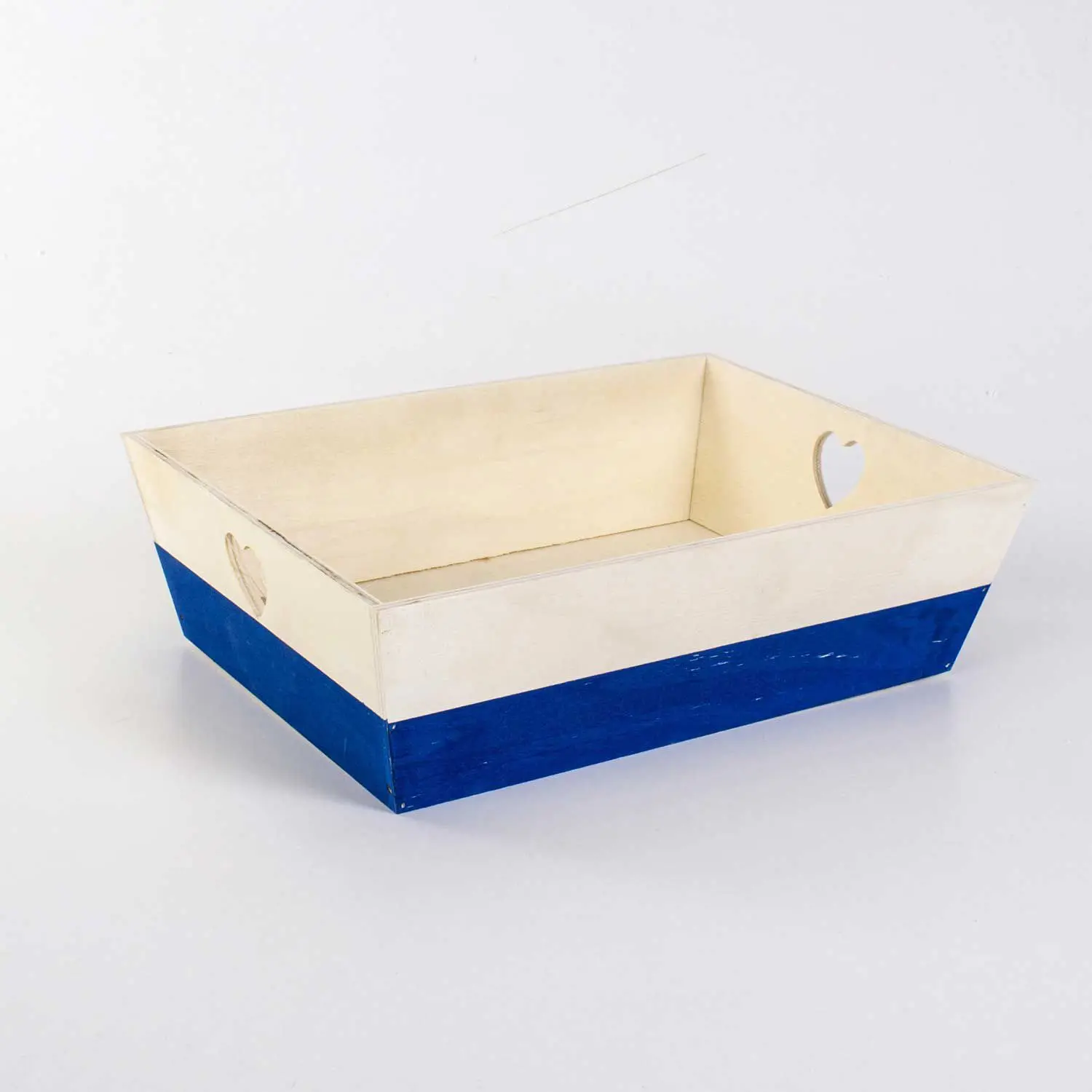 DOLBOVI Euro Flora Heart Detailed Wood tray Navy Blue-natural 36x26x10,5 Cm tray поднос plateau de service