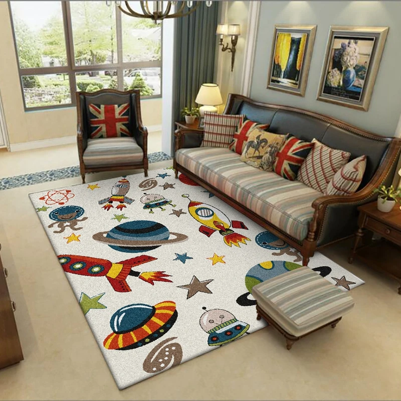 

Space Universe Planet Kids Carpet For Living Room Cute Cartoon Home Decor Area Rugs Bedroom Children Sofa Non-Slip Floor Mats