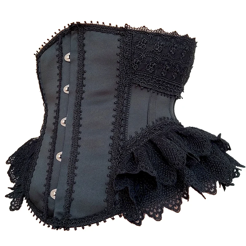 Annzley Lolita Black Gothic Ruffle Lace Korset Postpartum Corset For Women Waist Traniner For Women