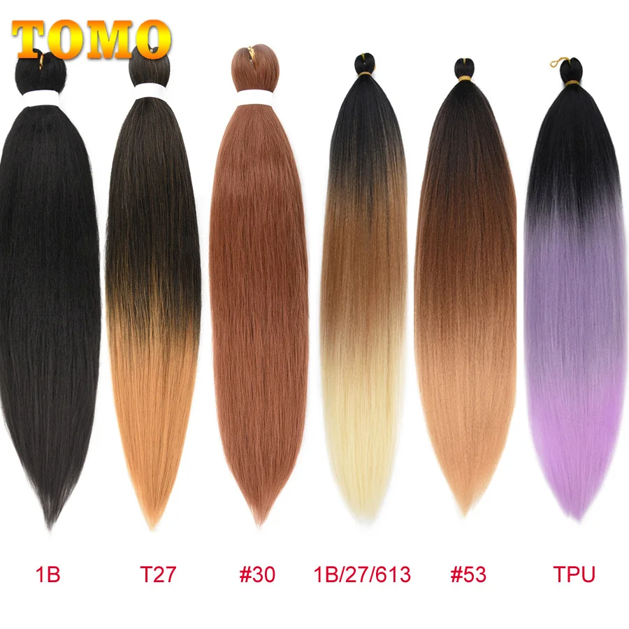 TOMO – Extensions capillaires Yaki pour tressage, cheveux synthétiques, faciles à tresser, pré-étirées