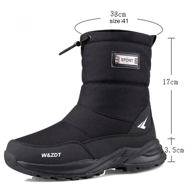 Men Winter Boots Man Outdoor Travel Snow Boots Zipper Non-slip Cotton Shoes Men Plus Velvet Keep Warm Casual Shoes Male 45 46