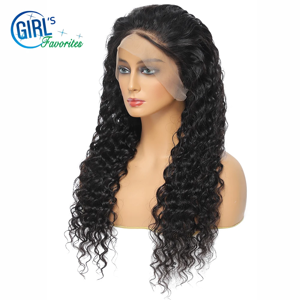 Raw Indian 13X4 Lace Frontal Wig Deep Wave Human Hair Wigs  250 Density Wig Pre plucked And Bleached Knots 30 Inch Hair Wig