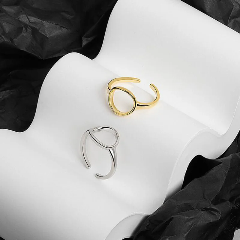 Mode Geometrische Hollow Out Ronde Ringen Voor Vrouwen Zomer Cirkel Persoonlijkheid Zoete Gift Zilver Goud Kleur Open Ring Fijne Sieraden