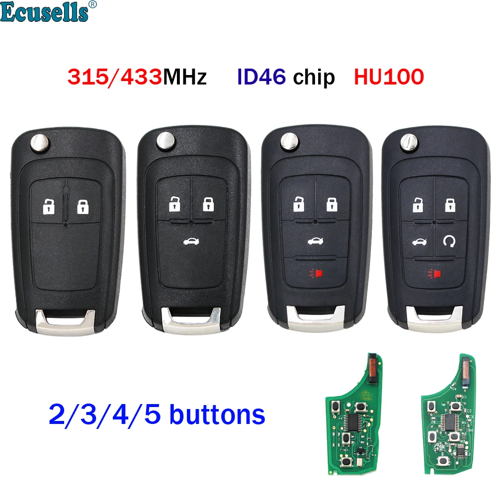 Remote Key 315mhz 433mhz ID46 Chip for Chevrolet Cruze Aveo Opel Adam Astra J Zafira C Mokka Buick LaCrosse Encore Allure HU100