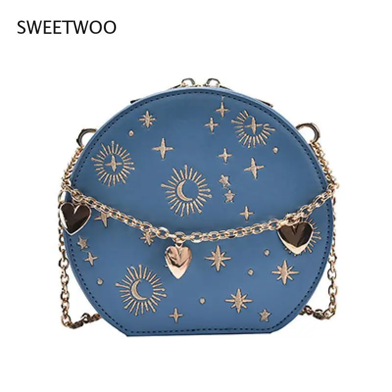 Fashion Starry Sky Round Bags Women Crossbody Bag Luxury Chain Circular Shoulder Bag Lady Small Embroidery Women\'s Handbag 2020