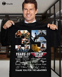 Top Gun Maverick 35 Years Signatures Fan Gift Unisex T Shirt S-5XL Black womens golf shirt