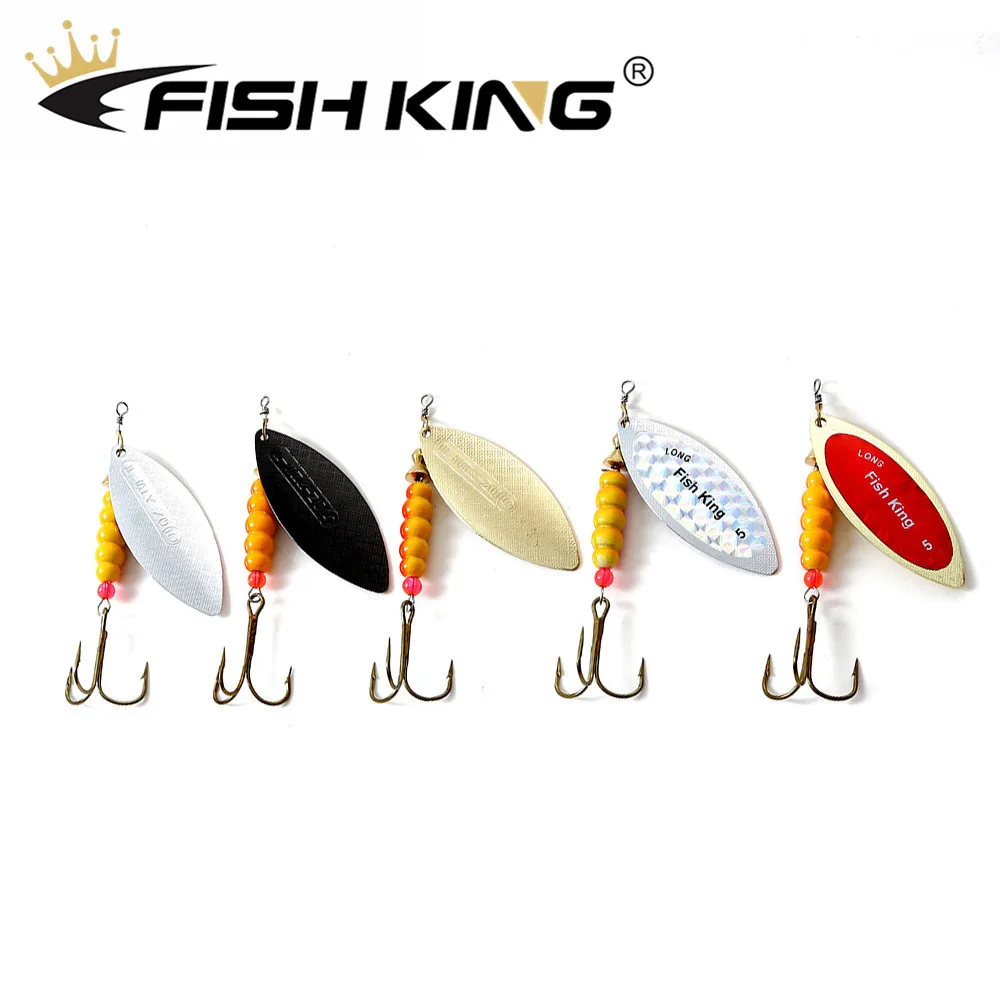 FISH KING 1pcs Metal Fishing Lure 3.8g 6.3g 11g 11.3g 14.5g Spinner Bait Brass Material Hard Baits Treble Hook Fishing Tackle