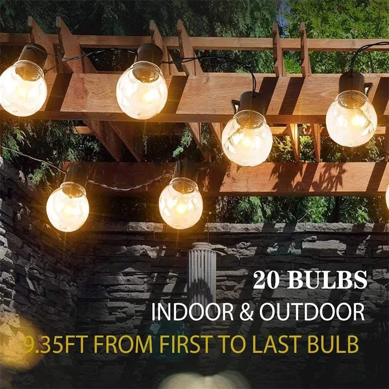 Solar LED Light Outdoor String Lights Solar Power Waterproof Heavy Duty Hanging Lights for Christmas Garden Yard Party Decor