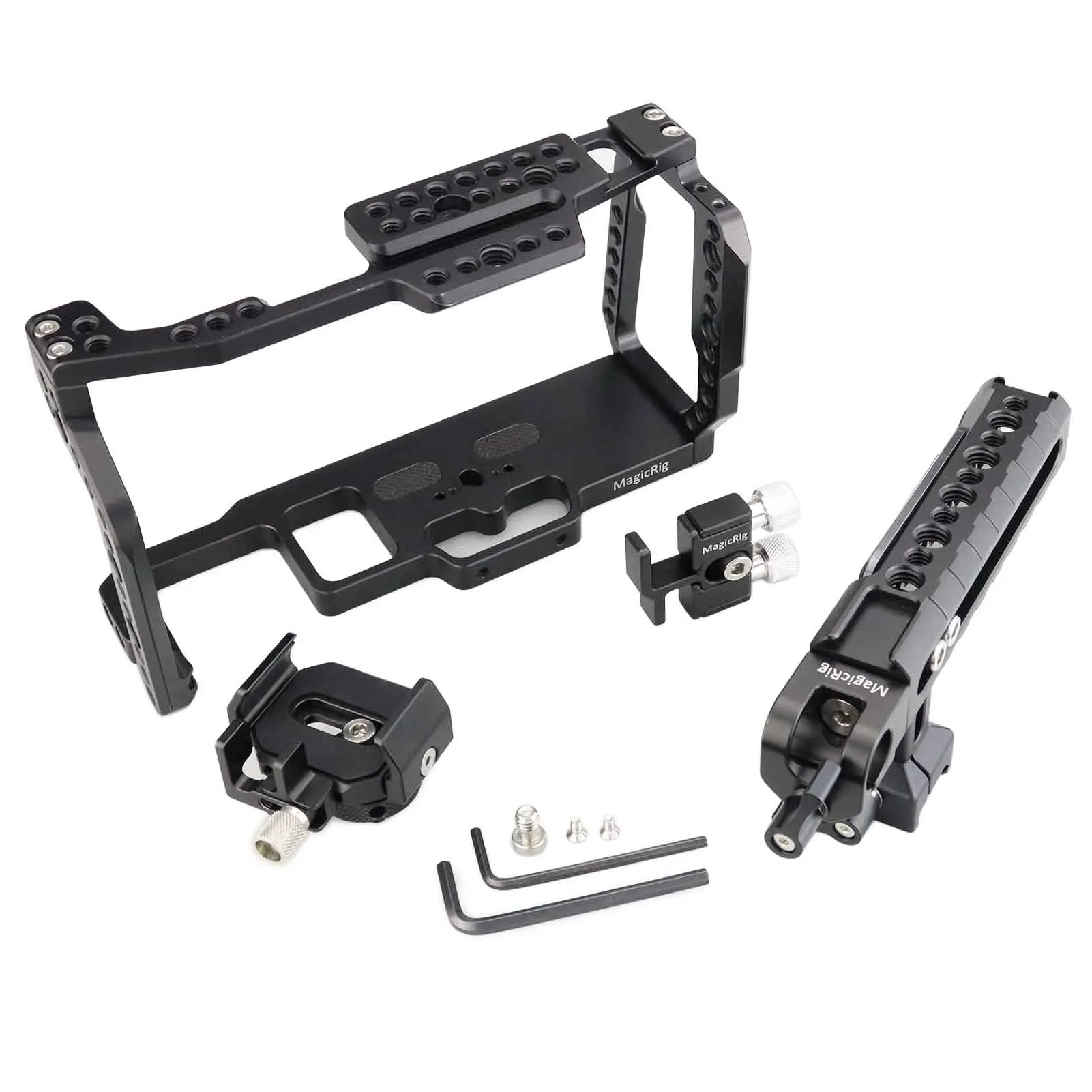 MAGICRIG كاميرا صغيرة محمولة قفص ل Blackmagic سينما الجيب 4K و 6K ، مع الناتو مقبض ، T5/T7 SSD جبل ، HDMI/USB-C كابل قفل