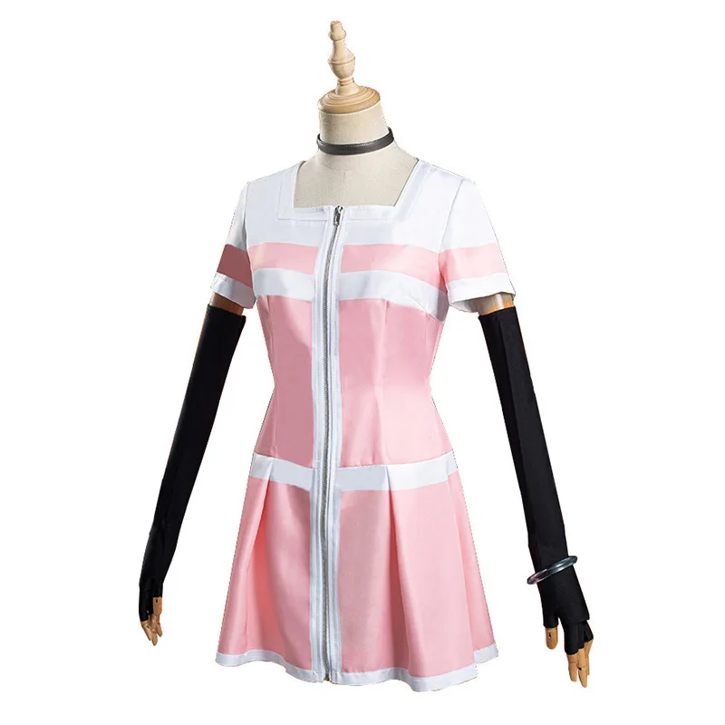 Anime Akudama Drive Cosplay Costume Swindler Cosplay Costume Women Pink Ordinary Person Costume Halloween Dress Wig Full Set