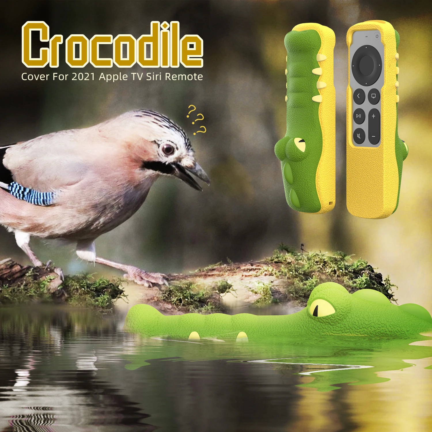 Silicone Remote Case for Apple TV 4K Siri Remote 2021 New Soft Non-slip Cartoon Crocodile Cute SIKAI Protective Cover