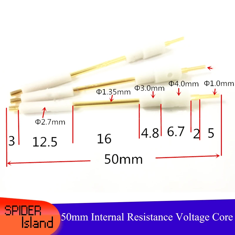 5pcs 18650 Prob Core Internal Resistance Aging Test Pin Core Four-Wire Negative Pin Core 50mm Voltage Pin Core