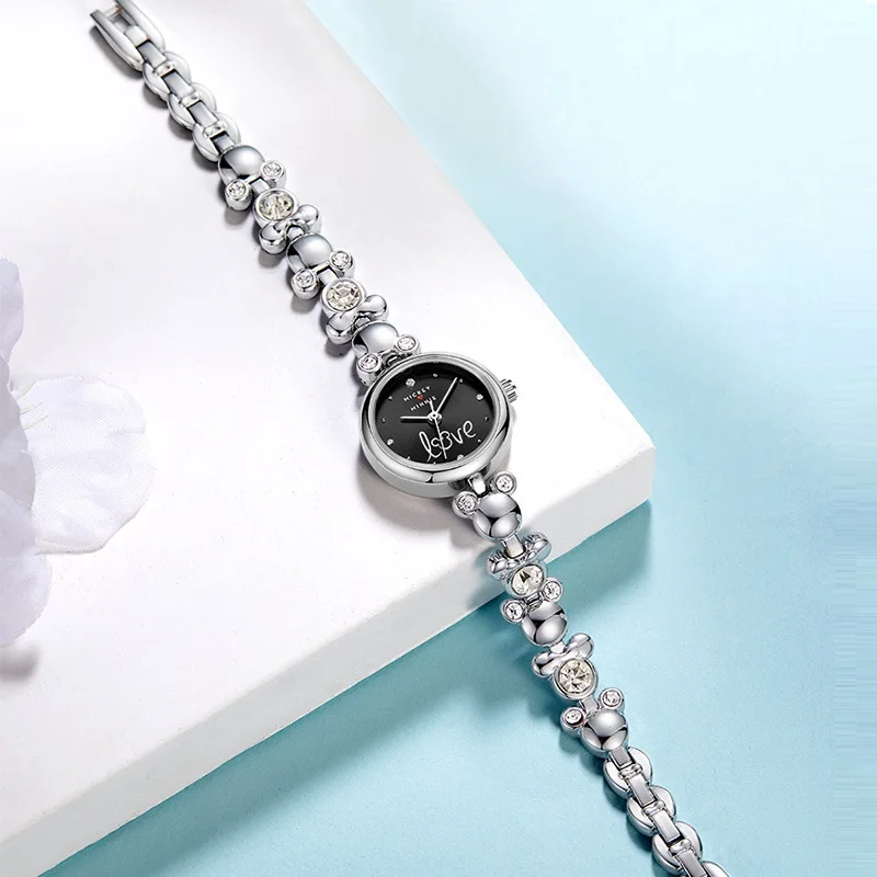 Disney Top Brand Original 2025 New For Women Fashion Casual Metal Quartz Wristwatch Sun Pattern Rhinstone Tiny Clock Gilrs Gift
