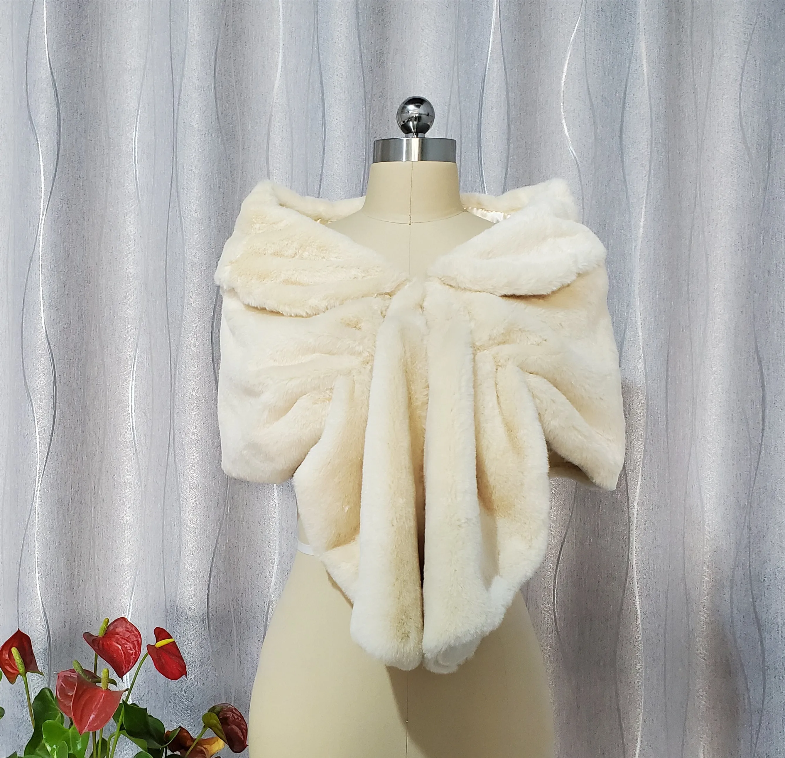 Frauen Hochzeit Schal Faux Pelz Braut Cape Winter Shrug Bolero