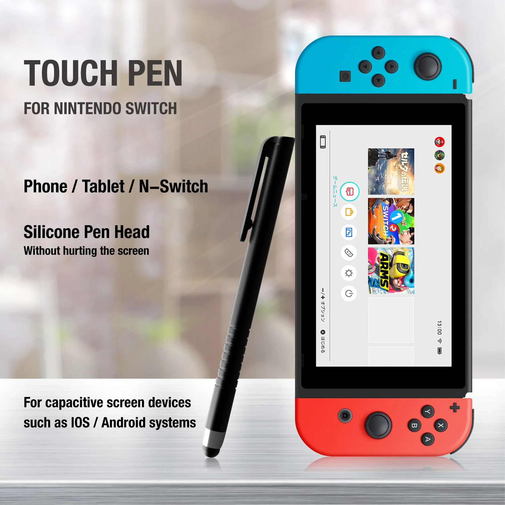 2Pcs Nintend Switch Stylus Touch Screen Pen Universal For Nintendo Switch NS Phone Tablet With Silicone Pen Head Pen Clip Fast