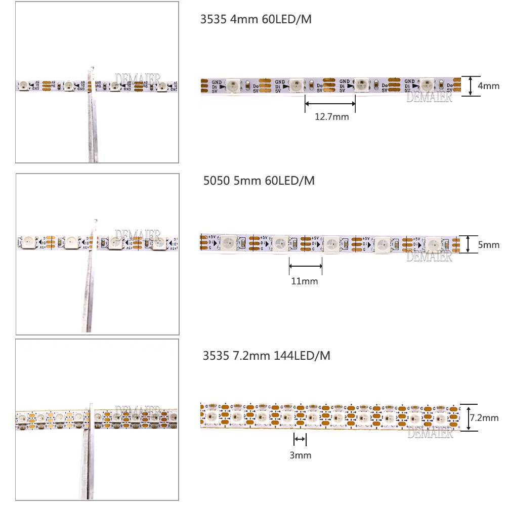 SK6812 WS2812B MINI  SMD 3535 5050 RGB led pixel streifen 60/144 LED 4mm/5mm/7.2mm PCB smd3535/5050  Einzeln Adressierb dc5v