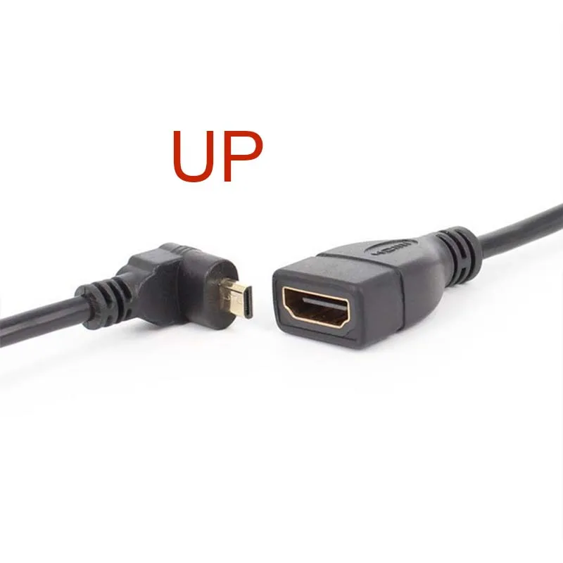 gold planted HDMI-compatible Female to 90 Degree up Angled Micro HDMI-compatible Male Adapter Cable