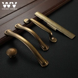 WV Antique Handle 128mm Bookcase Closet Drawer Yellow Brass Cabinet Handles Furniture Singel Hole Knobs Cupboard Pulls Hardware