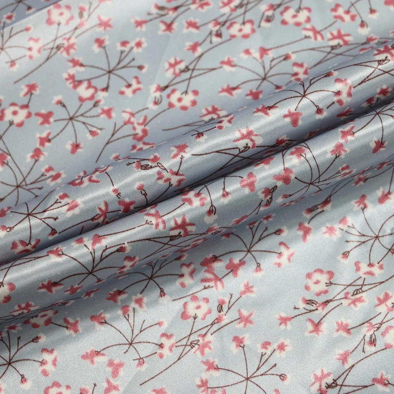 1 meter X 1.48 meter Elegant Floral Satin Fabric Soft Polyester Charmeuse Material For Scarf Headband Lining