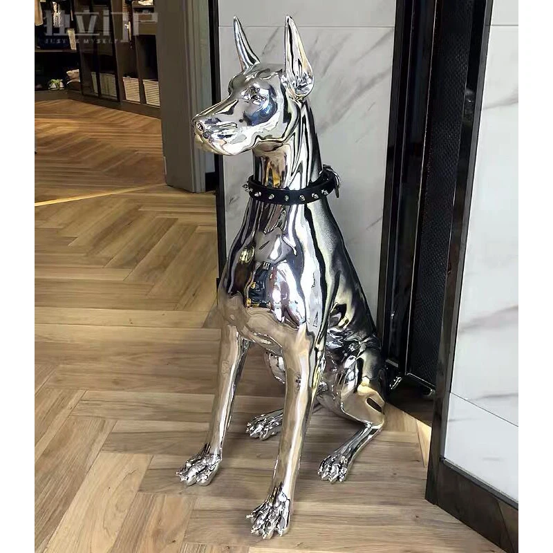 Electroplate Resin Dog Sculpture Large Landing Ornaments Home Decor Living Room European Style Creative Nordic Statues