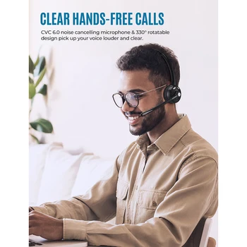 1/2 Pack Mpow Pro Office Wireless Bluetooth V5.0 Headphone with Microphone 13H Talking Time for Driver Call Center Skype Office 3