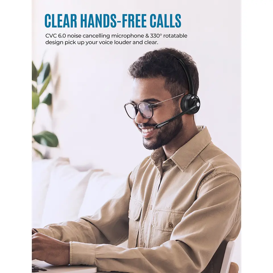 Mpow Wireless Bluetooth 5.0 Office Headset with 13-Hour Talk Time