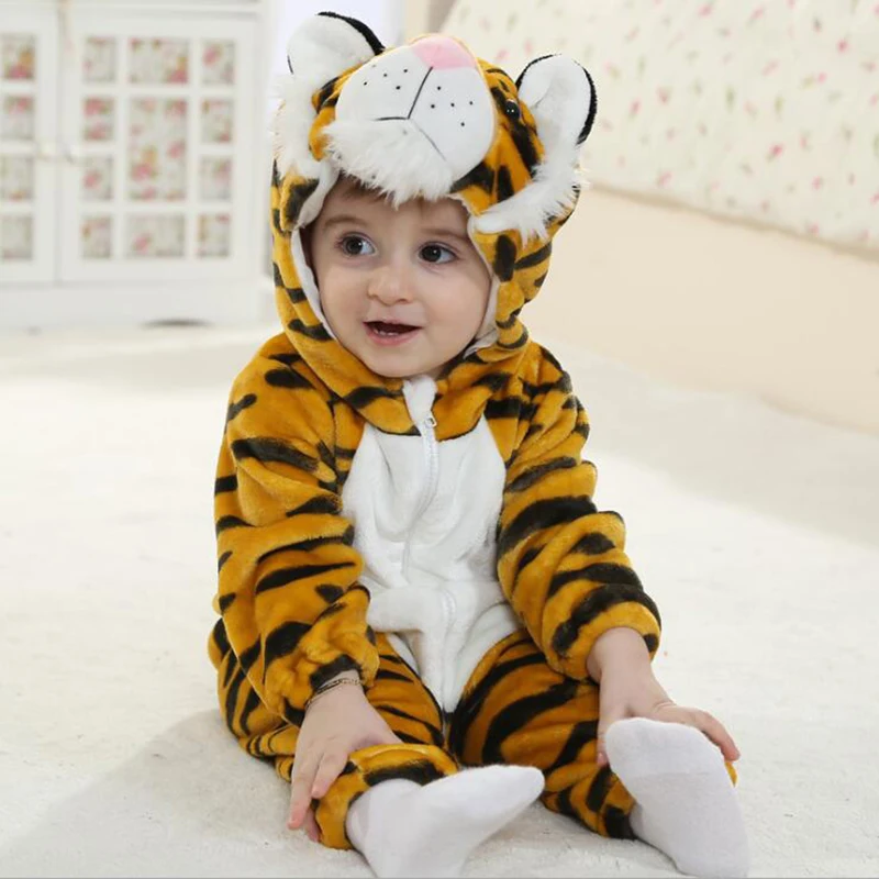 

Baby Tiger Kigurumi Pajamas Clothing Newborn Infant Romper Onesie Anime Cosplay Costume Outfit Hooded Jumpsuit Winter Boy Girl